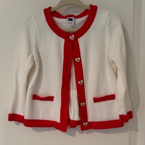 Janie and Jack Cream and Red Cardigan